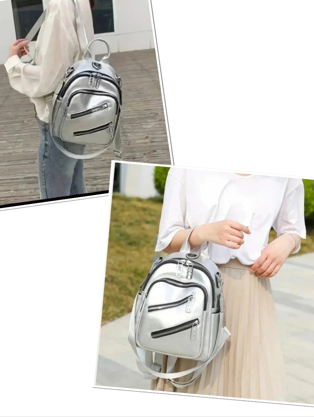 Metallic Silver Mini Backpack - Picture 11 of 11